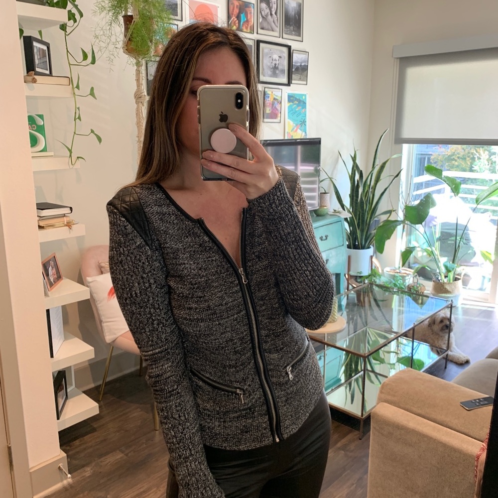 H&M Zip Up Jacket with Leather Detail